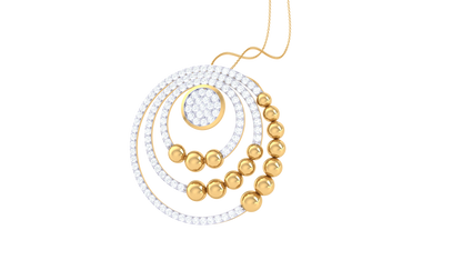 Radiant Circle Pendant With Gold Spheres - 1.01 Ct Dazzling Diamonds