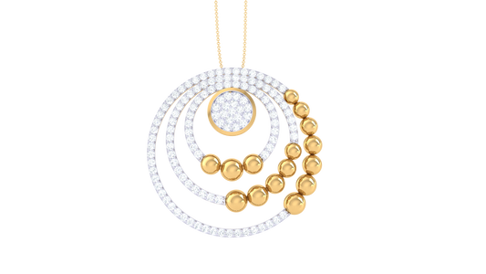 Radiant Circle Pendant With Gold Spheres - 1.01 Ct Dazzling Diamonds