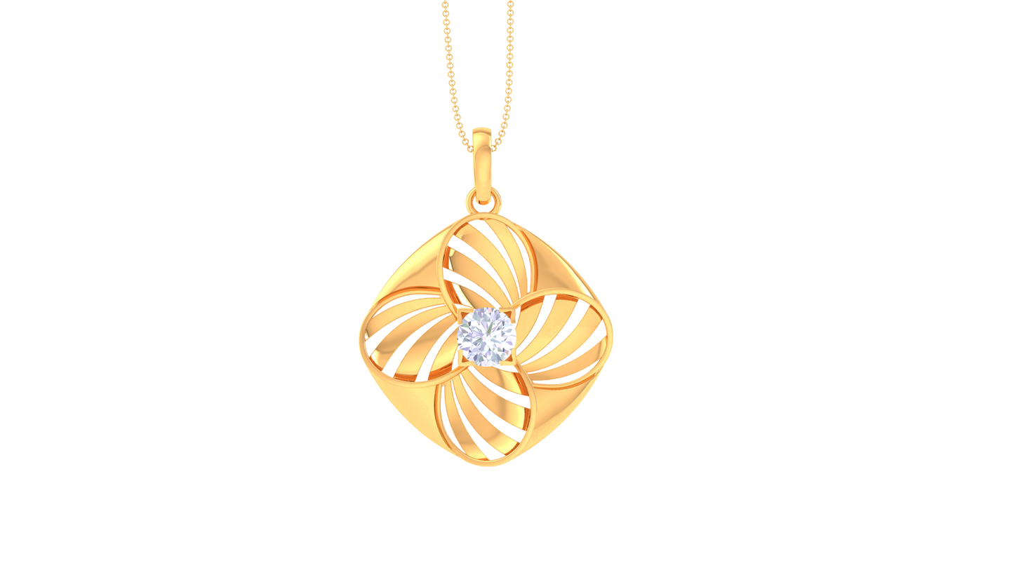 Floral Radiance  Pendent In Gold - 0.59 Ct Dazzling Diamond