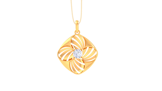 Floral Radiance  Pendent In Gold - 0.59 Ct Dazzling Diamond