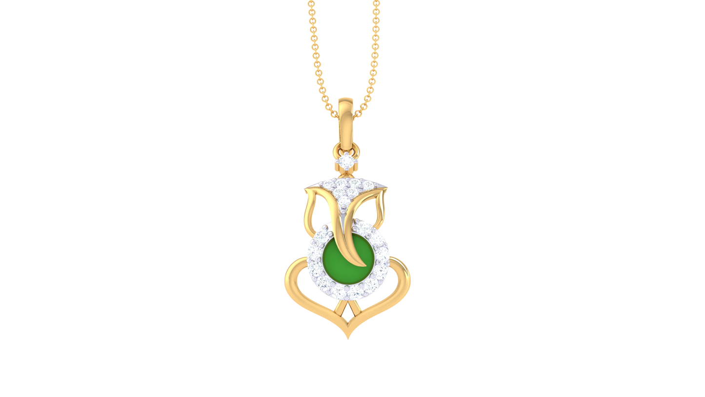 Gajanana Ganesha Pendent In Gold - 0.15 Ct Diamonds
