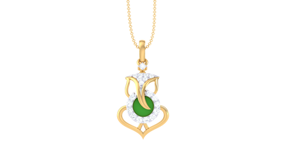 Gajanana Ganesha Pendent In Gold - 0.15 Ct Diamonds