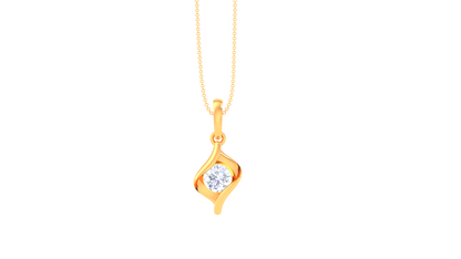 Flowing Solitaire Pendant Yellow Gold - 0.64 Ct Round Cut Diamond
