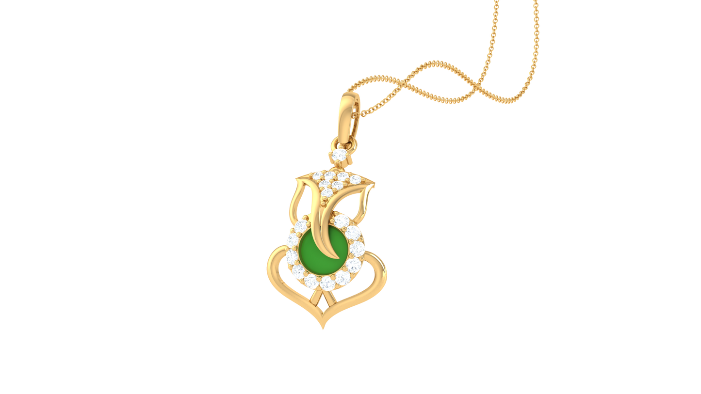 Gajanana Ganesha Pendent In Gold - 0.15 Ct Diamonds