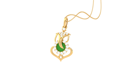 Gajanana Ganesha Pendent In Gold - 0.15 Ct Diamonds