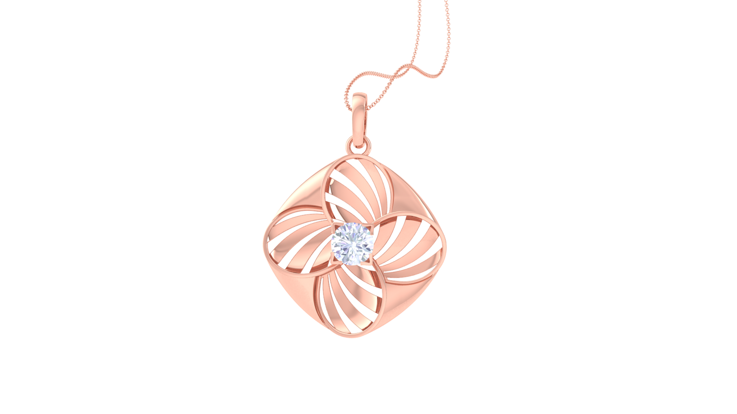 Floral Radiance  Pendent In Gold - 0.59 Ct Dazzling Diamond