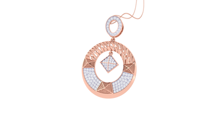 Cluster Circular Shape Rose Gold Pendent - 0.69 Ct Round Cut Diamonds