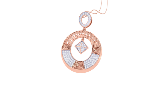Cluster Circular Shape Rose Gold Pendent - 0.69 Ct Round Cut Diamonds