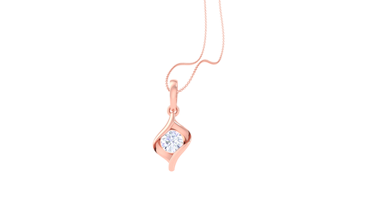 Flowing Solitaire Pendant Yellow Gold - 0.64 Ct Round Cut Diamond