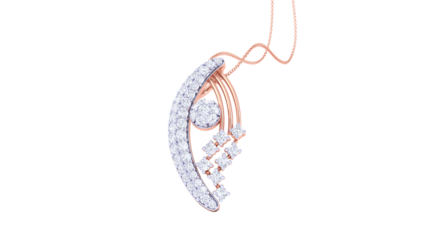Sculpted Harmony Design Pendant In Gold - 0.45 Ct Diamonds-Set