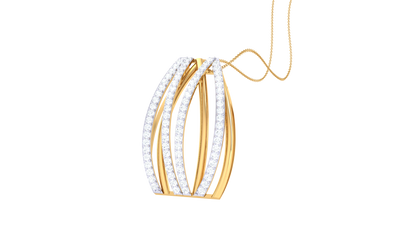 Curved Gold & Diamond Fan Pendant  – 0.53 Ct