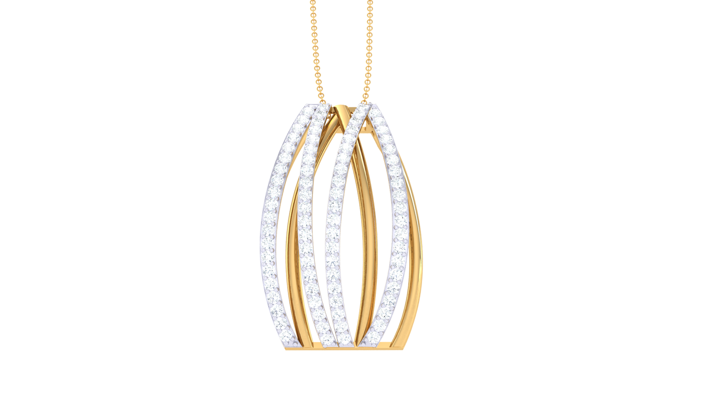 Curved Gold & Diamond Fan Pendant  – 0.53 Ct