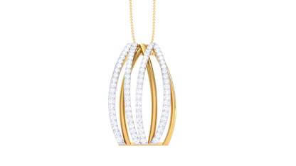 Curved Gold & Diamond Fan Pendant  – 0.53 Ct