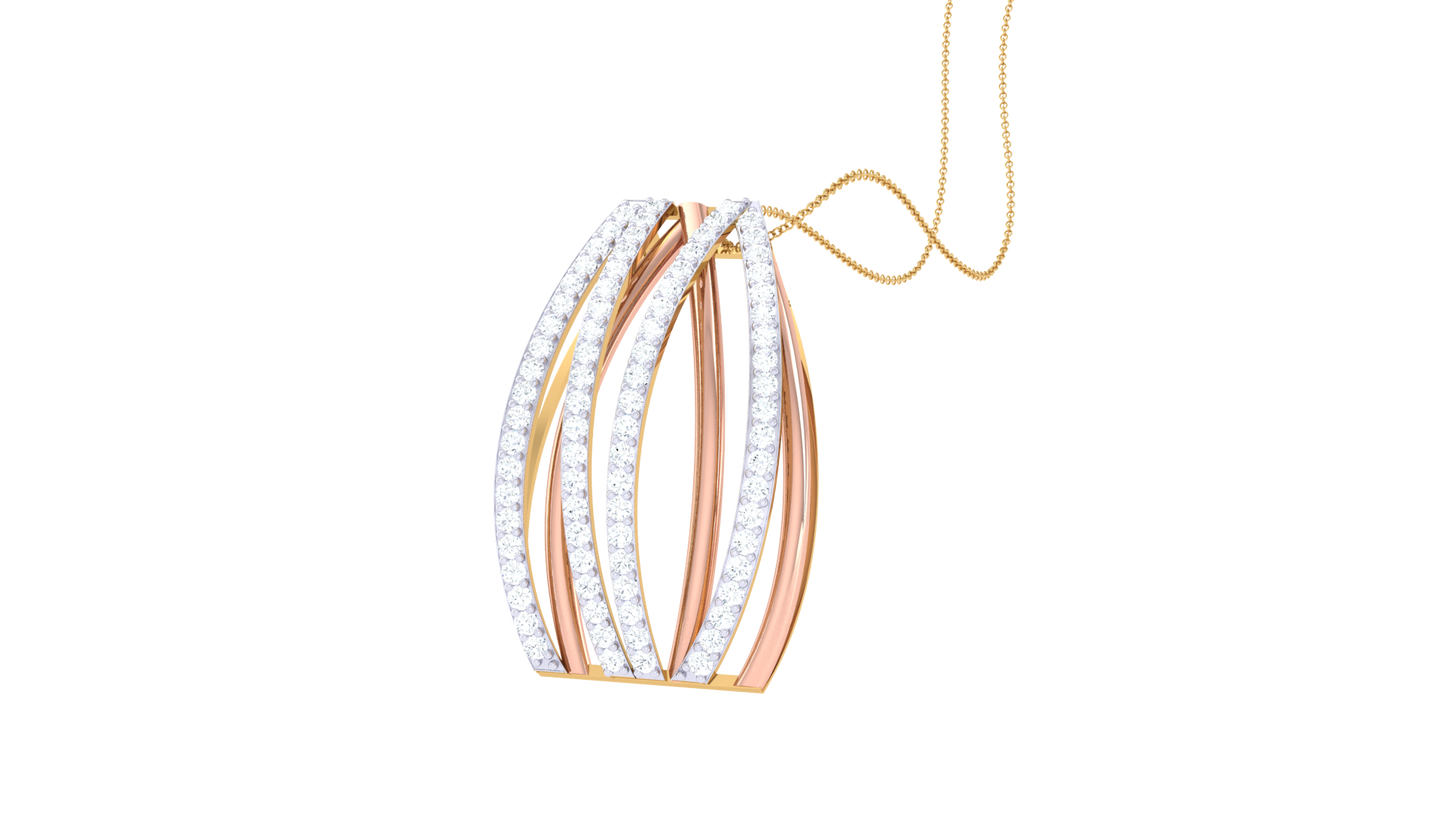 Curved Gold & Diamond Fan Pendant  – 0.53 Ct