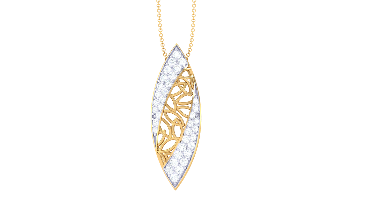 Elegant Filigree Pendant In Gold – 0.28 Ct Brilliant Cut Diamonds