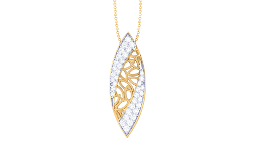 Elegant Filigree Pendant In Gold – 0.28 Ct Brilliant Cut Diamonds