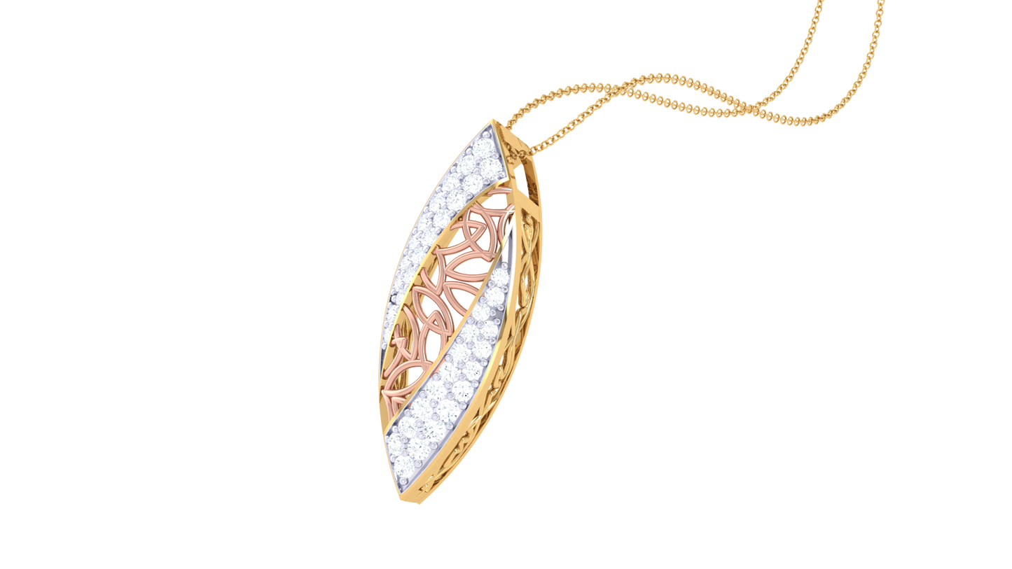 Elegant Filigree Pendant In Gold – 0.28 Ct Brilliant Cut Diamonds
