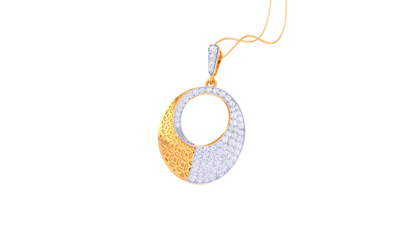 Golden Eclipse Pendant With 0.60 Ct Diamond Accents