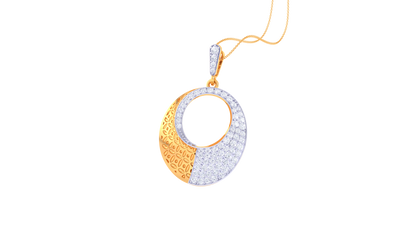 Golden Eclipse Pendant With 0.60 Ct Diamond Accents