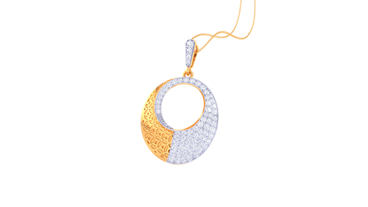 Golden Eclipse Pendant With 0.60 Ct Diamond Accents