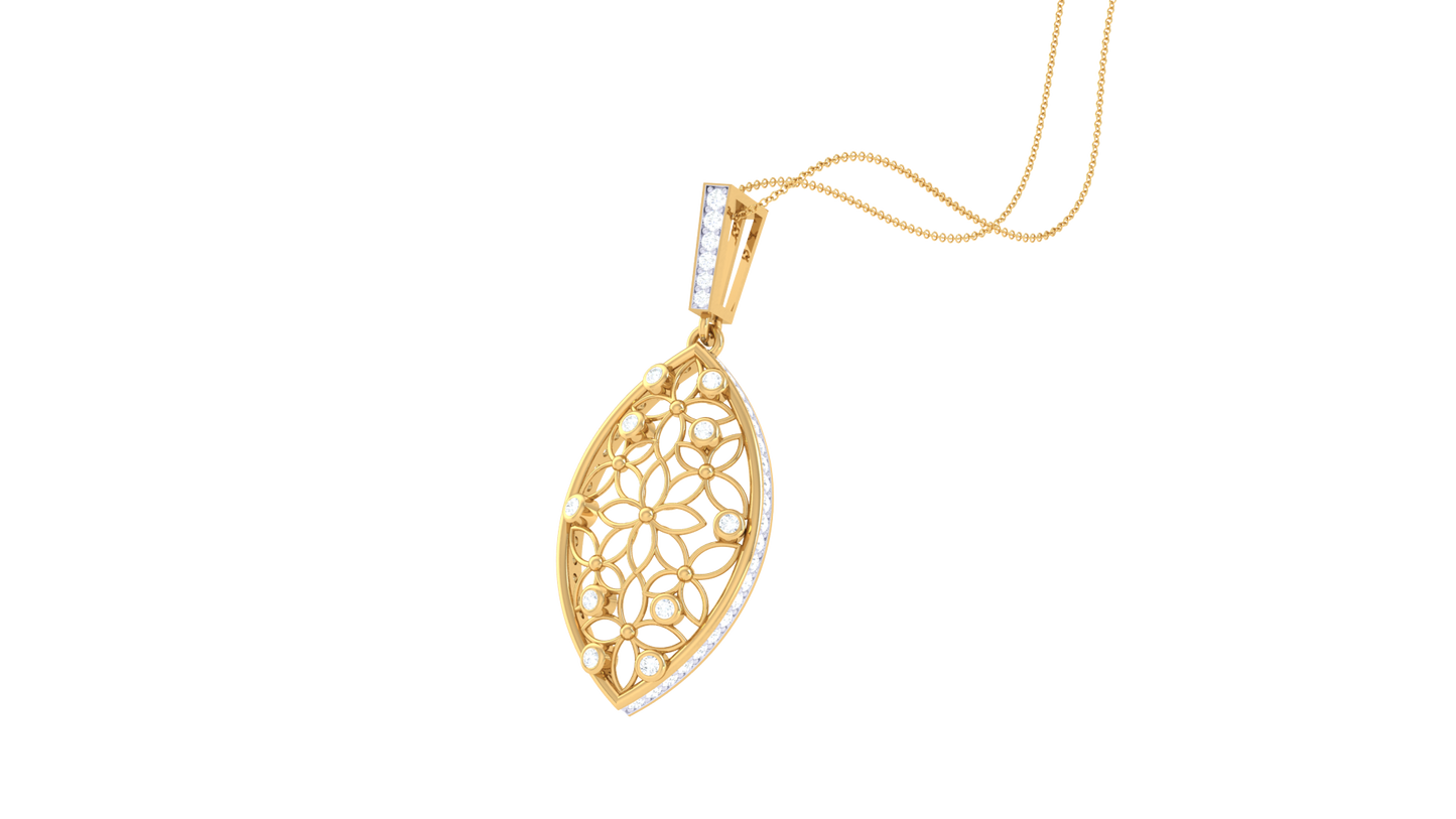 Lattice-Pattern Pendant In Gold – 0.38 Ct Brilliant Cut Diamonds