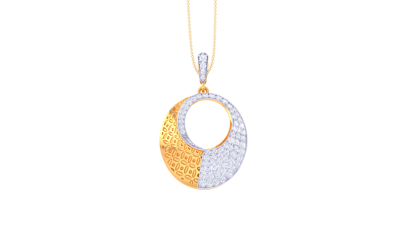 Golden Eclipse Pendant With 0.60 Ct Diamond Accents