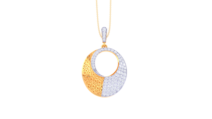 Golden Eclipse Pendant With 0.60 Ct Diamond Accents