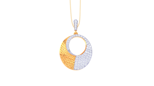 Golden Eclipse Pendant With 0.60 Ct Diamond Accents