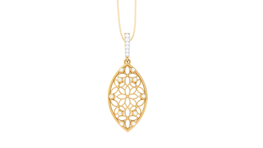 Lattice-Pattern Pendant In Gold – 0.38 Ct Brilliant Cut Diamonds