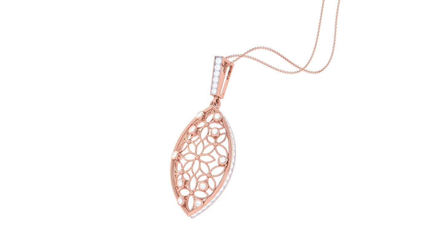 Lattice-Pattern Pendant In Gold – 0.38 Ct Brilliant Cut Diamonds