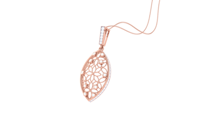 Lattice-Pattern Pendant In Gold – 0.38 Ct Brilliant Cut Diamonds