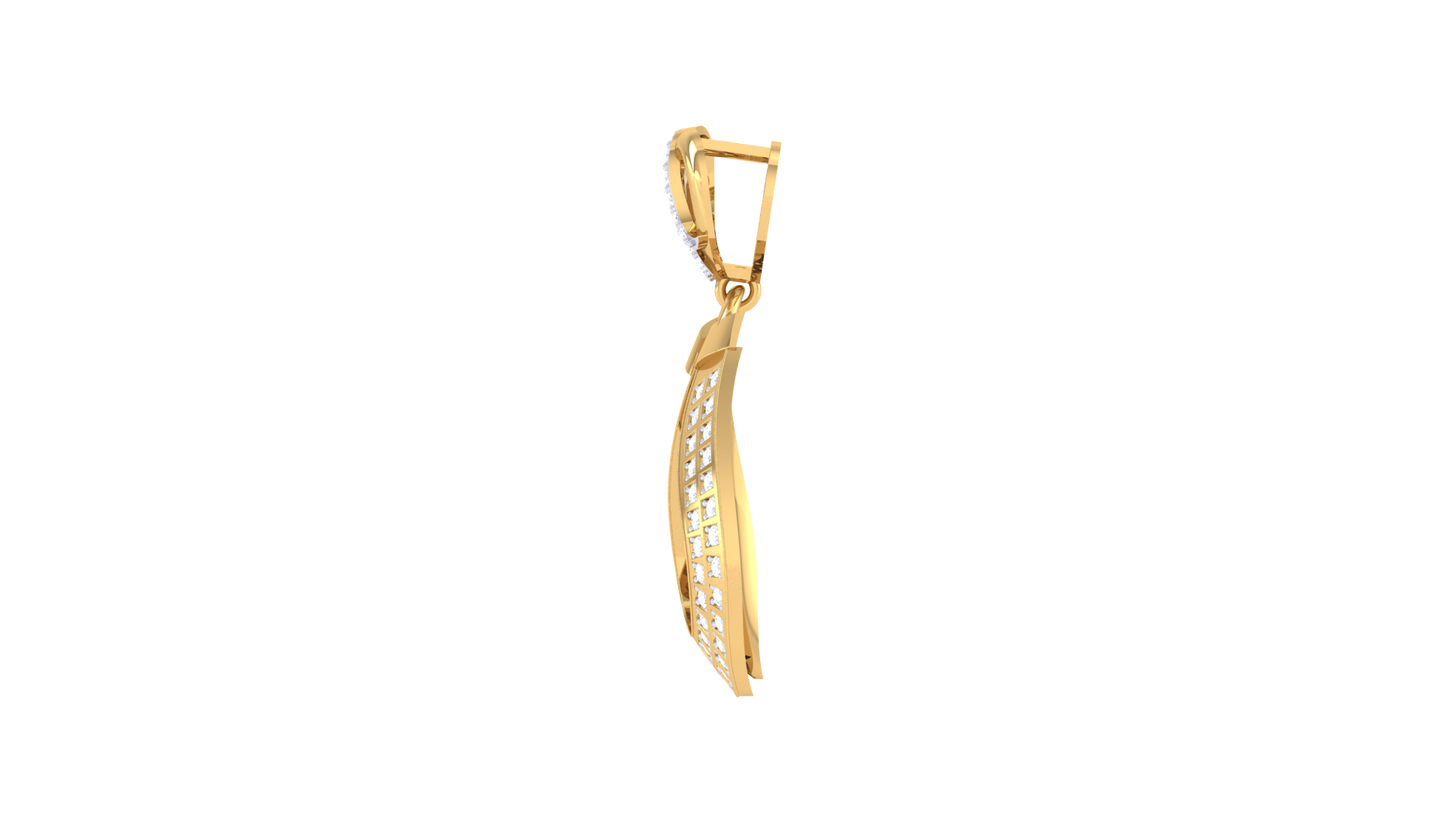 Mixed Gold Teardrop Pendant - 0.42 Ct Brilliant Cut Diamond Heart Accent