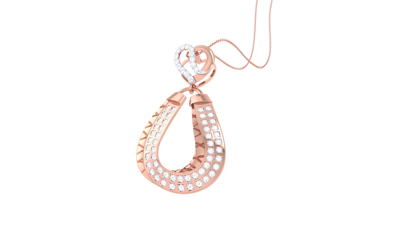 Mixed Gold Teardrop Pendant - 0.42 Ct Brilliant Cut Diamond Heart Accent