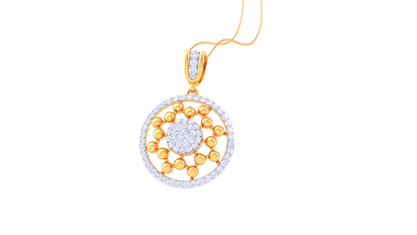 Radiant Halo Goldden Pendant - 0.81 Ct Dazzling Diamonds