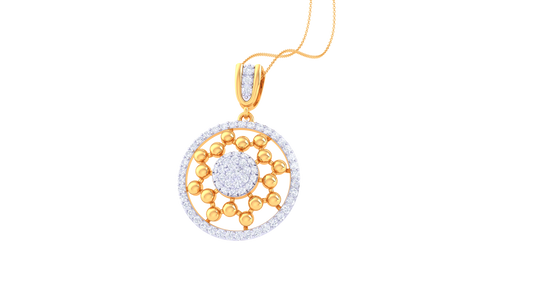 Radiant Halo Goldden Pendant - 0.81 Ct Dazzling Diamonds