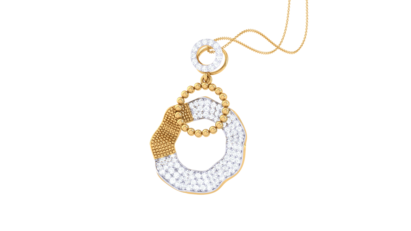 Artisan Circular Pendant In Gold - 0.75 Ct Sparkling Diamonds