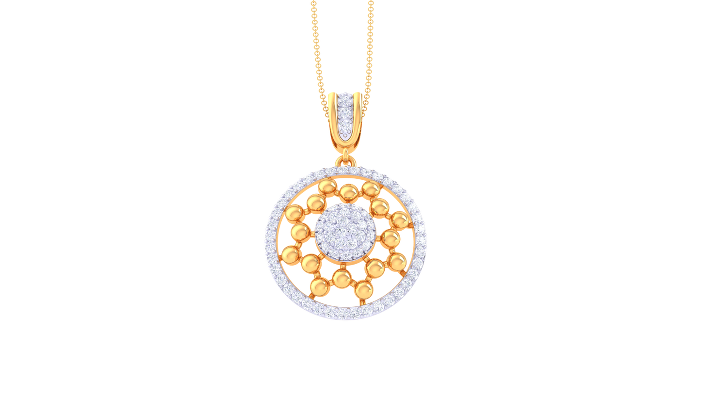 Radiant Halo Goldden Pendant - 0.81 Ct Dazzling Diamonds