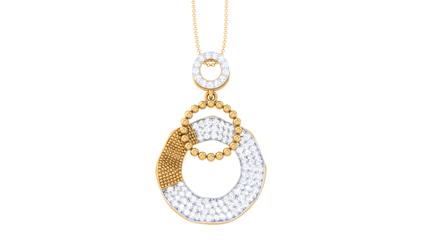 Artisan Circular Pendant In Gold - 0.75 Ct Sparkling Diamonds