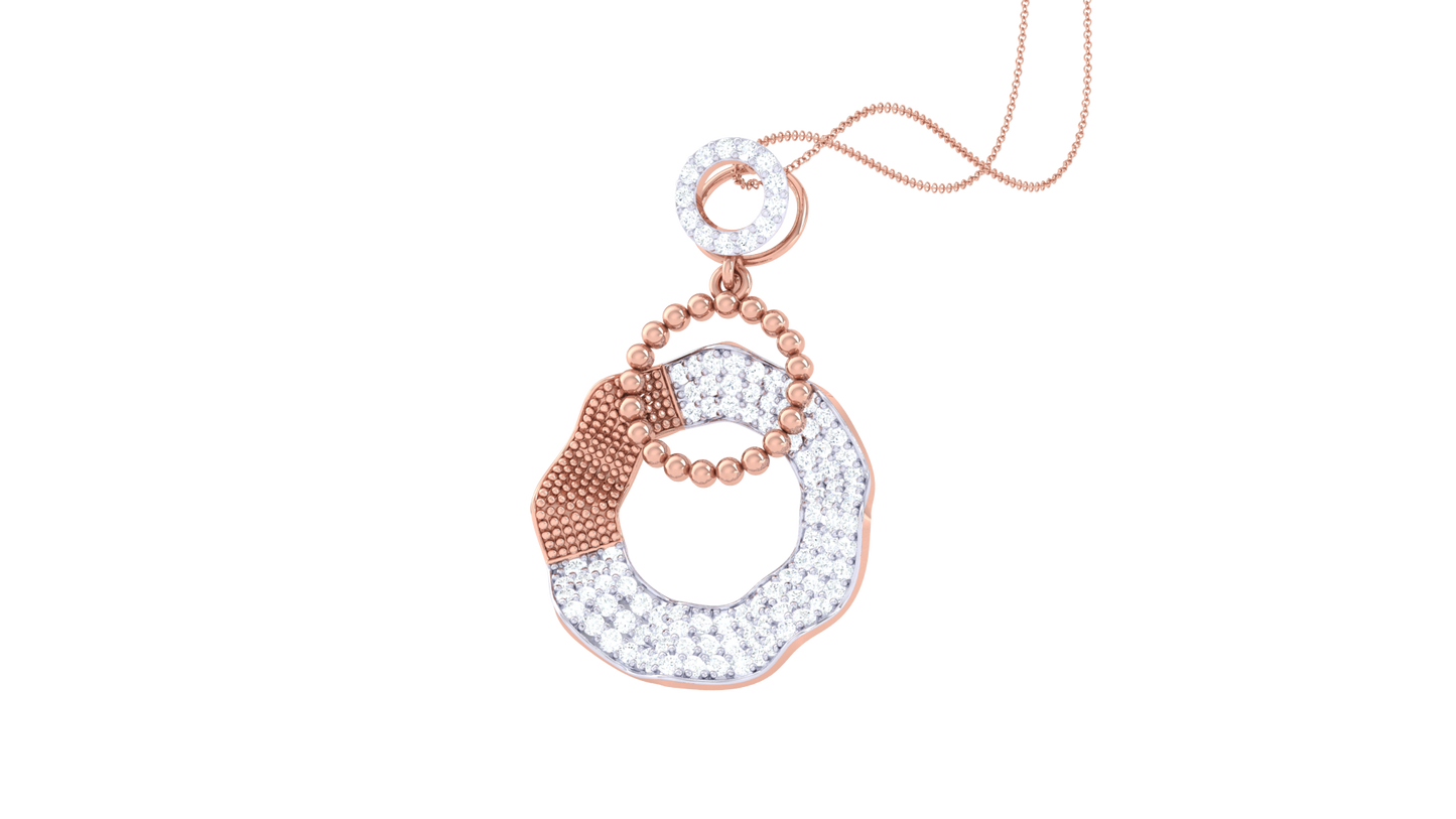 Artisan Circular Pendant In Gold - 0.75 Ct Sparkling Diamonds