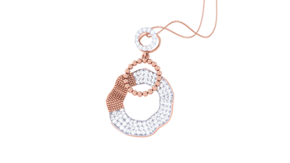 Artisan Circular Pendant In Gold - 0.75 Ct Sparkling Diamonds