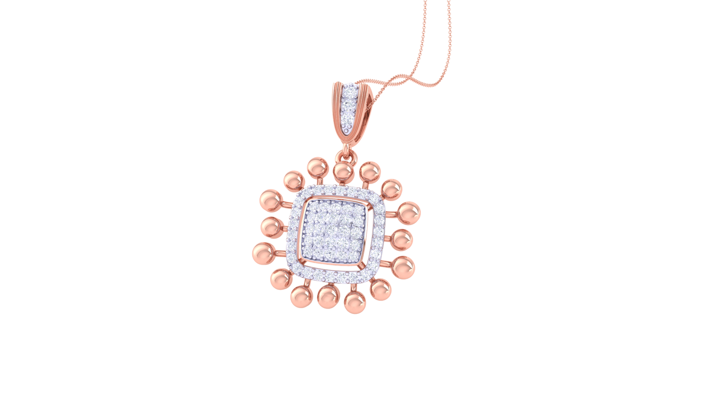 Sunburst Square Diamond Pendant In Gold - 0.49 Ct Brilliant Cut