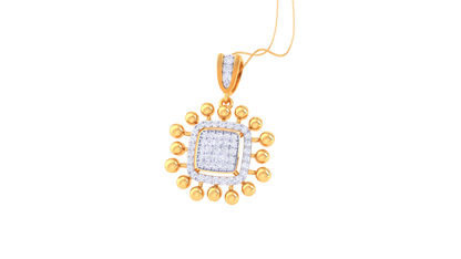 Sunburst Square Diamond Pendant In Gold - 0.49 Ct Brilliant Cut