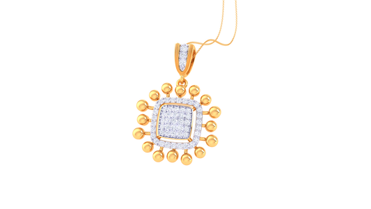 Sunburst Square Diamond Pendant In Gold - 0.49 Ct Brilliant Cut