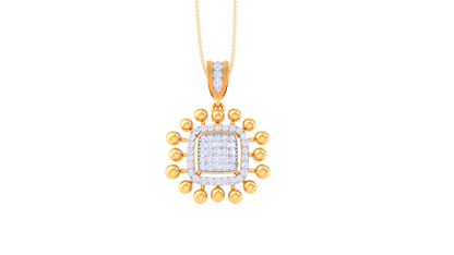 Sunburst Square Diamond Pendant In Gold - 0.49 Ct Brilliant Cut