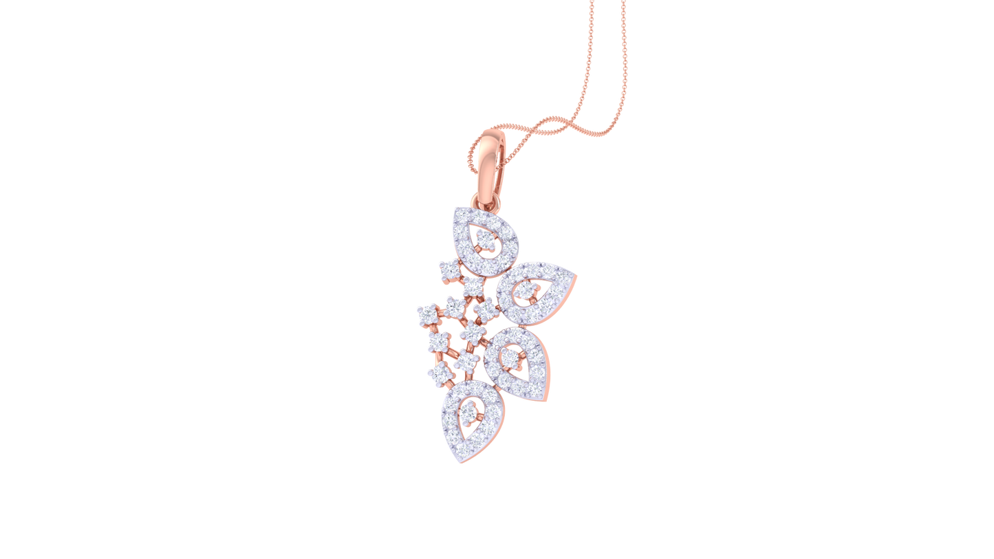 0.57 Ct - Floral Cascade Diamond Pendant In Gold