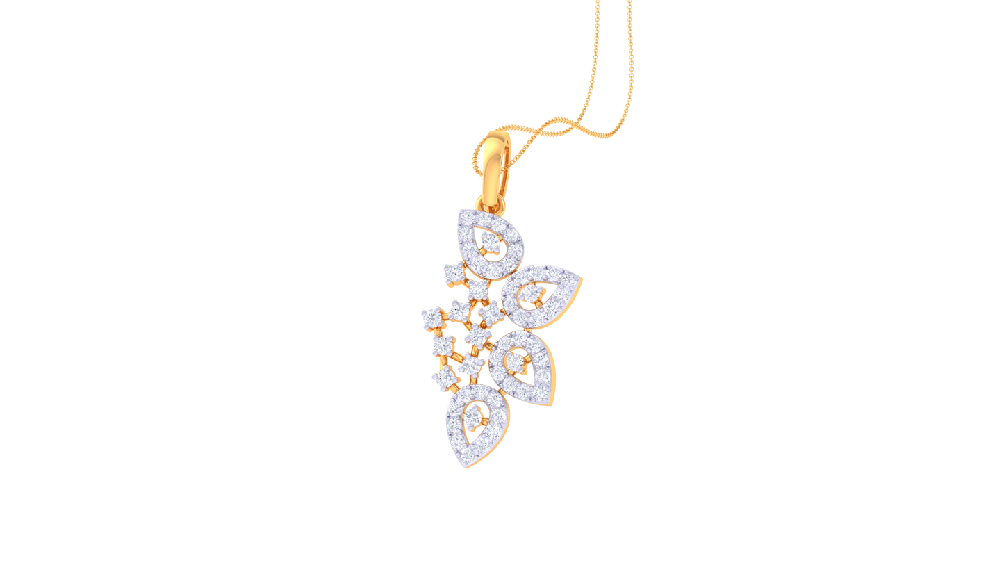 0.57 Ct - Floral Cascade Diamond Pendant In Gold