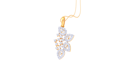 0.57 Ct - Floral Cascade Diamond Pendant In Gold