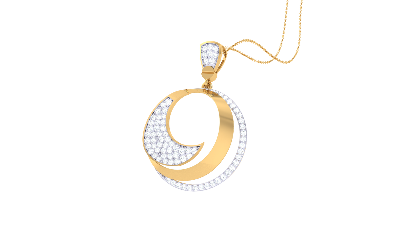 Crescent Embrace Diamond Pendant In Gold – 0.54 Ct