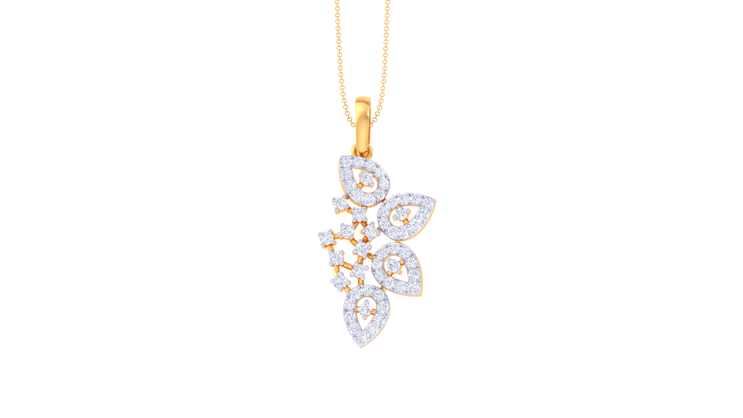 0.57 Ct - Floral Cascade Diamond Pendant In Gold