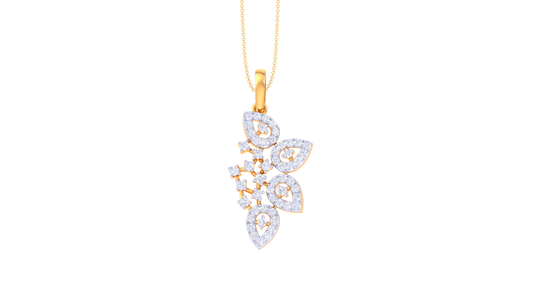 0.57 Ct - Floral Cascade Diamond Pendant In Gold